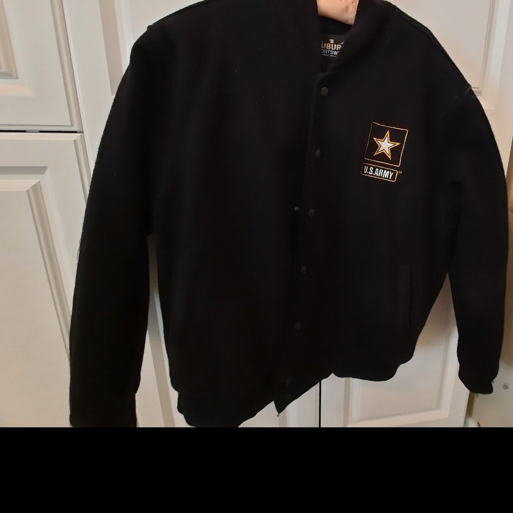 Wool Varsity style coat, US ARMY, Black , Small women or Boys